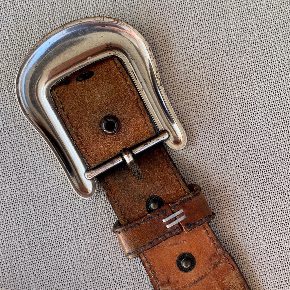 Sold LARRY MAHAN Vintage Tooled Leather Coin Crystal Cowgirl Western Belt Buckle - Picture 7 of 12